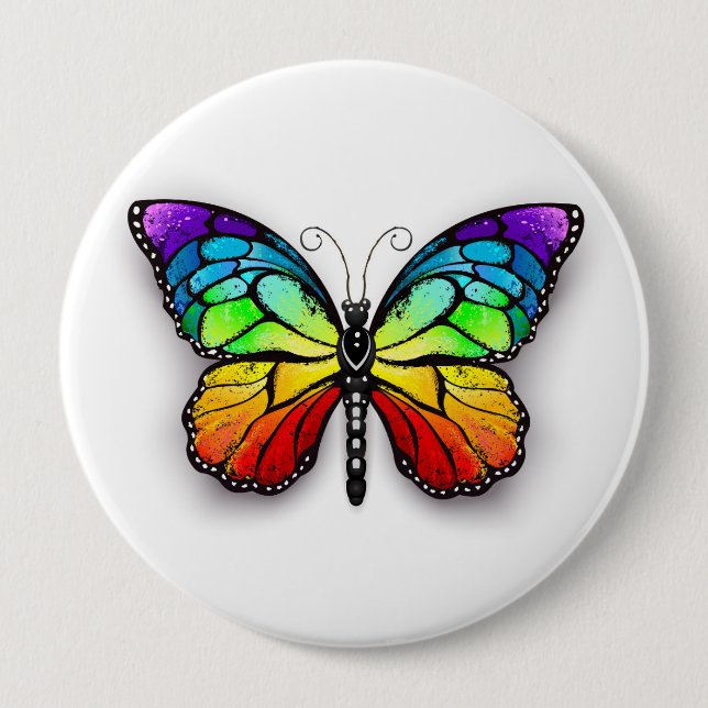 Rainbow-Schmetterling Monarch Button (Vorderseite)