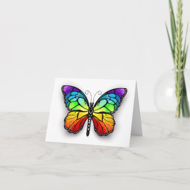 Rainbow-Schmetterling Monarch Dankeskarte (Vorderseite)