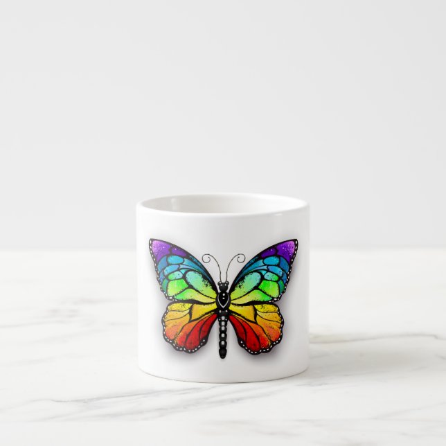 Rainbow-Schmetterling Monarch Espressotasse (Vorderseite)