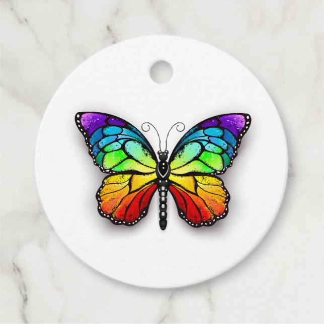 Rainbow-Schmetterling Monarch Geschenkanhänger (Vorderseite)