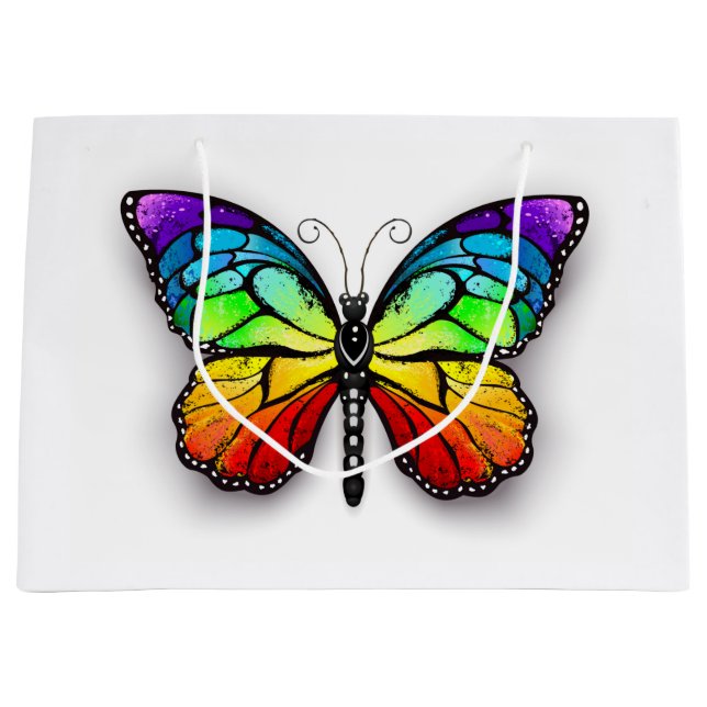 Rainbow-Schmetterling Monarch Große Geschenktüte (Vorderseite)