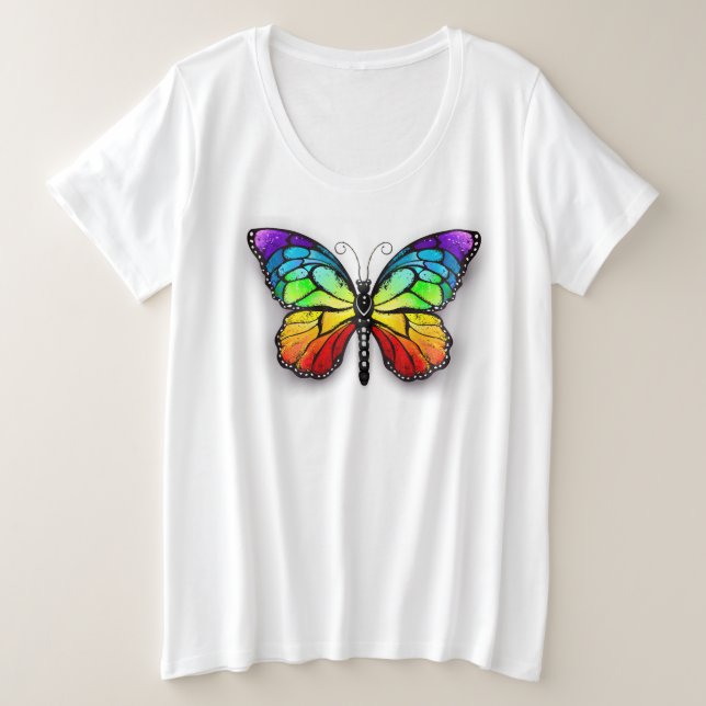 Rainbow-Schmetterling Monarch Große Größe T-Shirt (Design vorne)