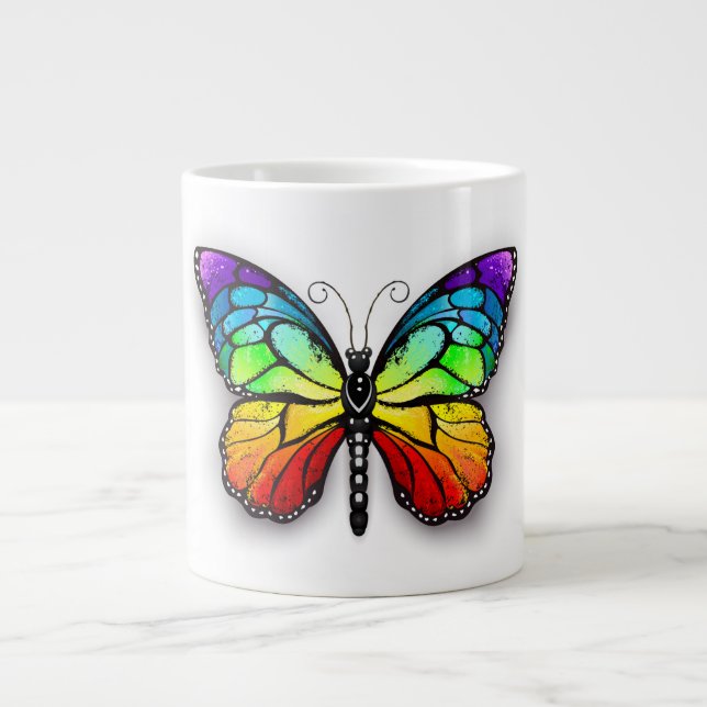 Rainbow-Schmetterling Monarch Jumbo-Tasse (Vorderseite)