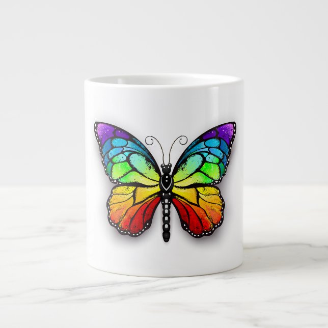 Rainbow-Schmetterling Monarch Jumbo-Tasse (Vorderseite)