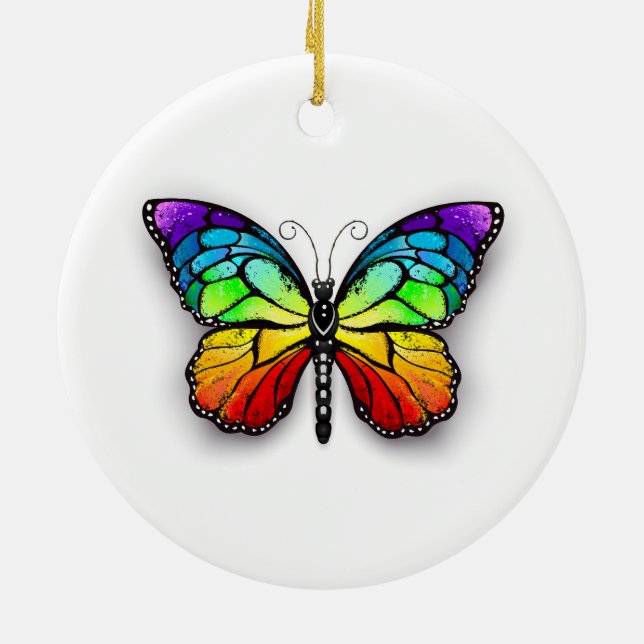 Rainbow-Schmetterling Monarch Keramik Ornament (Hinten)