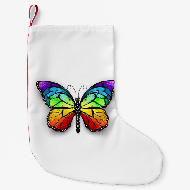 Rainbow-Schmetterling Monarch Kleiner Weihnachtsstrumpf (Vorderseite)