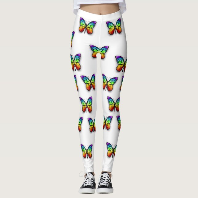 Rainbow-Schmetterling Monarch Leggings (Vorderseite)