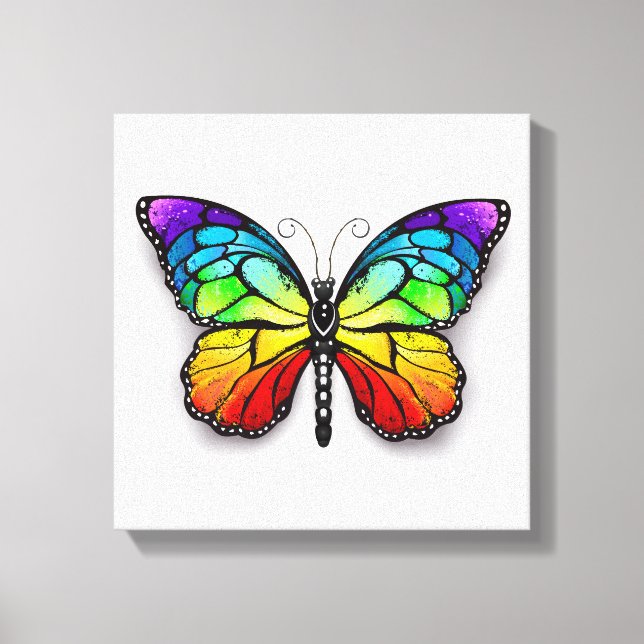 Rainbow-Schmetterling Monarch Leinwanddruck (Vorderseite)