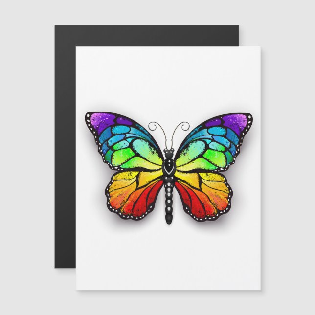 Rainbow-Schmetterling Monarch Magneteinladung (Vorne/Hinten)