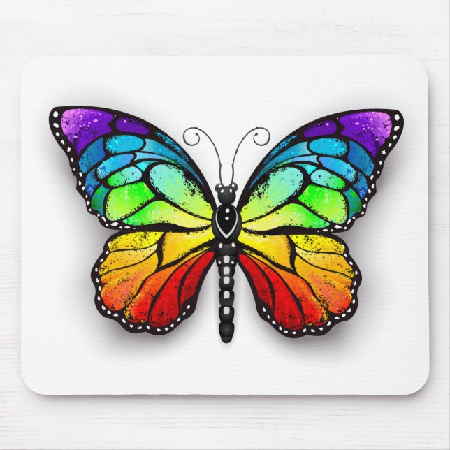 Rainbow-Schmetterling Monarch Mousepad (Vorne)