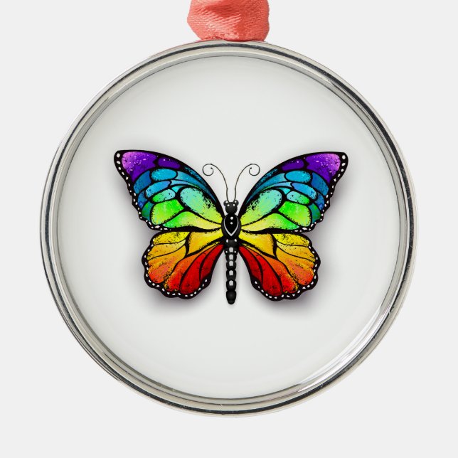 Rainbow-Schmetterling Monarch Ornament Aus Metall (Vorne)