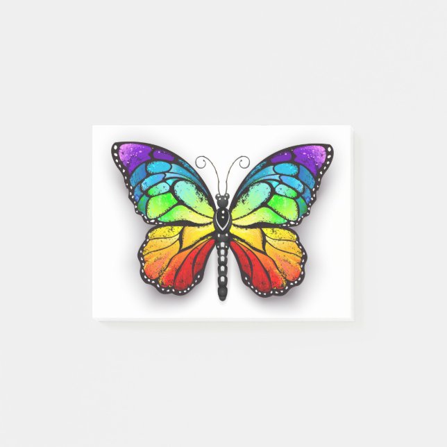 Rainbow-Schmetterling Monarch Post-it Klebezettel (Vorderseite)