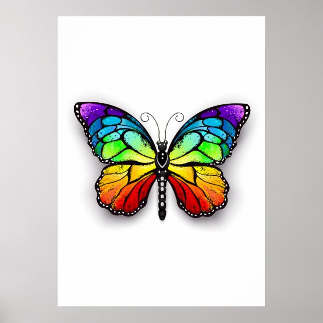 Rainbow-Schmetterling Monarch Poster (Vorne)