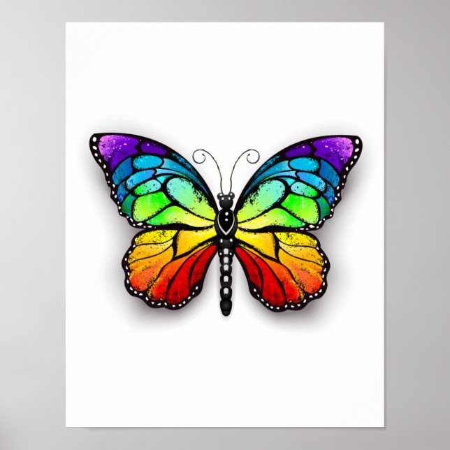 Rainbow-Schmetterling Monarch Poster (Vorne)