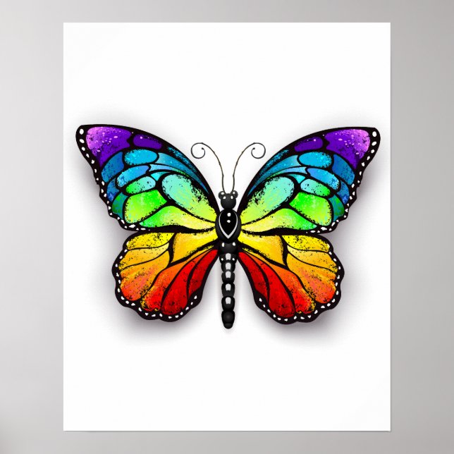 Rainbow-Schmetterling Monarch Poster (Vorne)