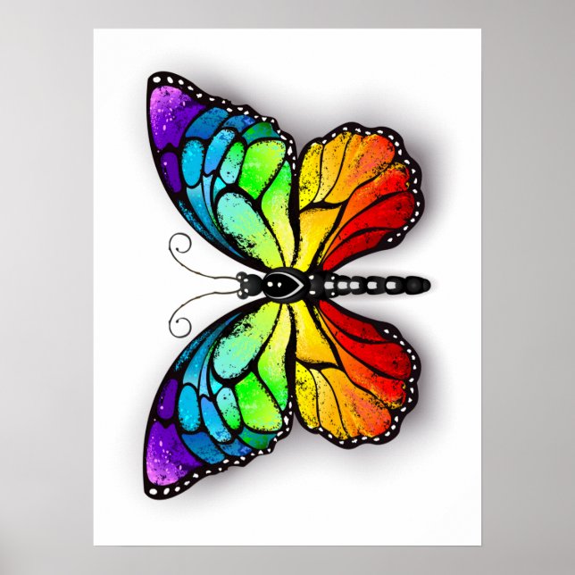 Rainbow-Schmetterling Monarch Poster (Vorne)