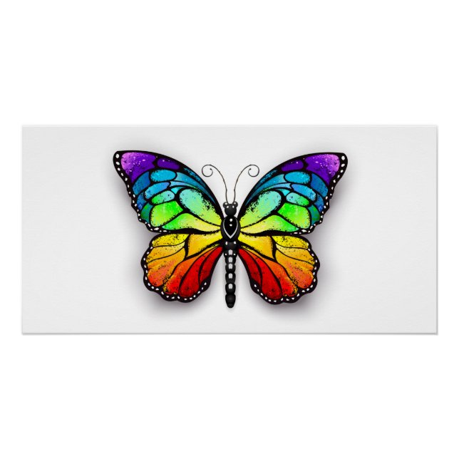 Rainbow-Schmetterling Monarch Poster (Vorderseite)