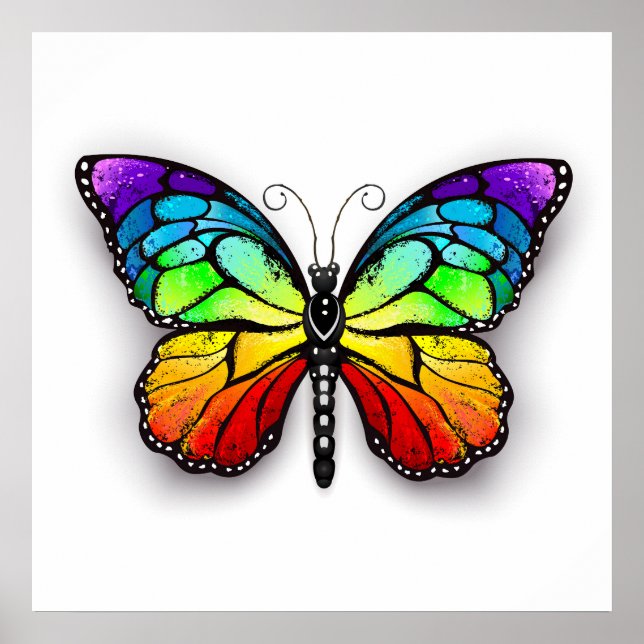 Rainbow-Schmetterling Monarch Poster (Vorne)