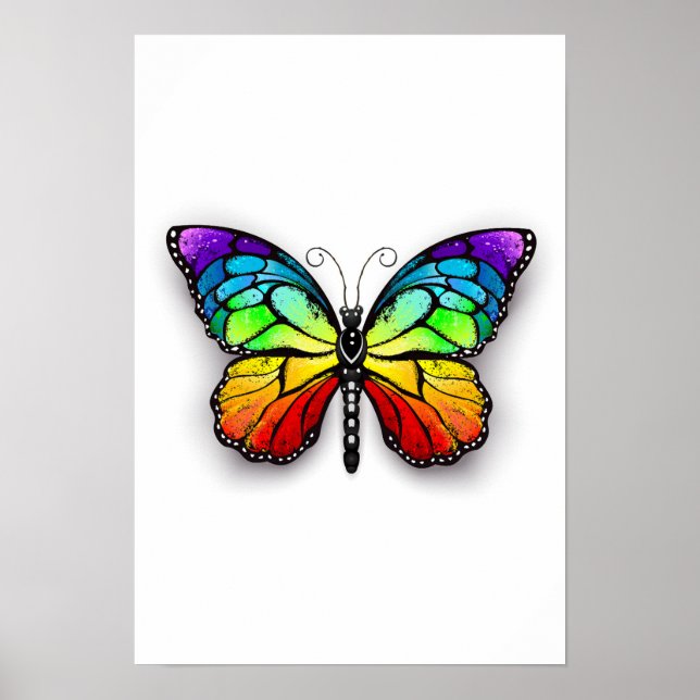 Rainbow-Schmetterling Monarch Poster (Vorne)