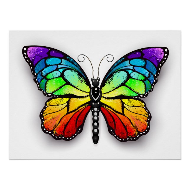 Rainbow-Schmetterling Monarch Poster (Vorderseite)