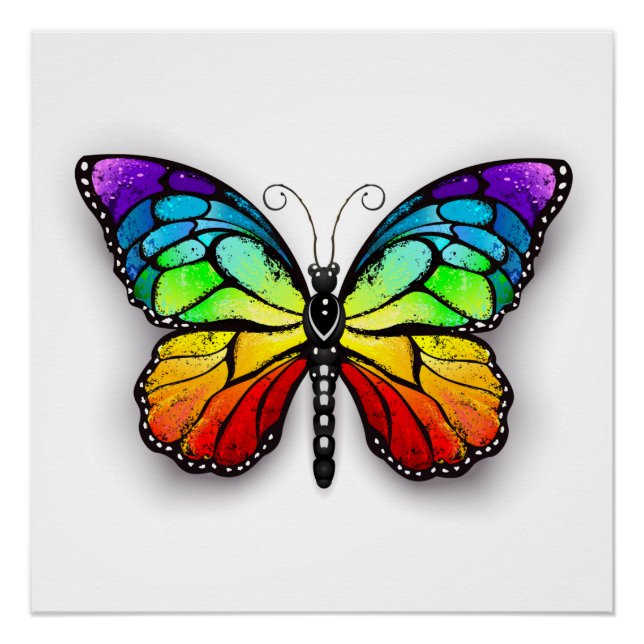 Rainbow-Schmetterling Monarch Poster (Vorderseite)