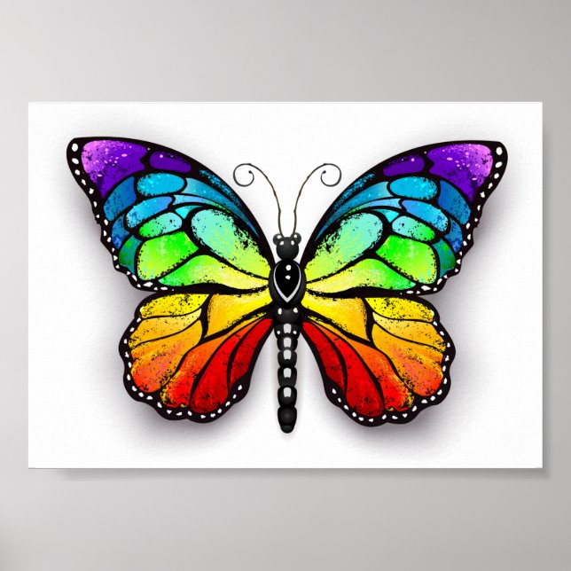 Rainbow-Schmetterling Monarch Poster (Vorne)