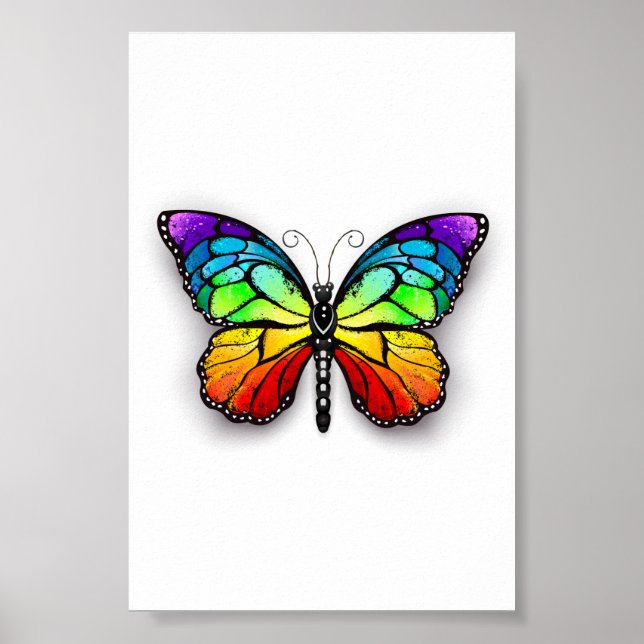 Rainbow-Schmetterling Monarch Poster (Vorne)