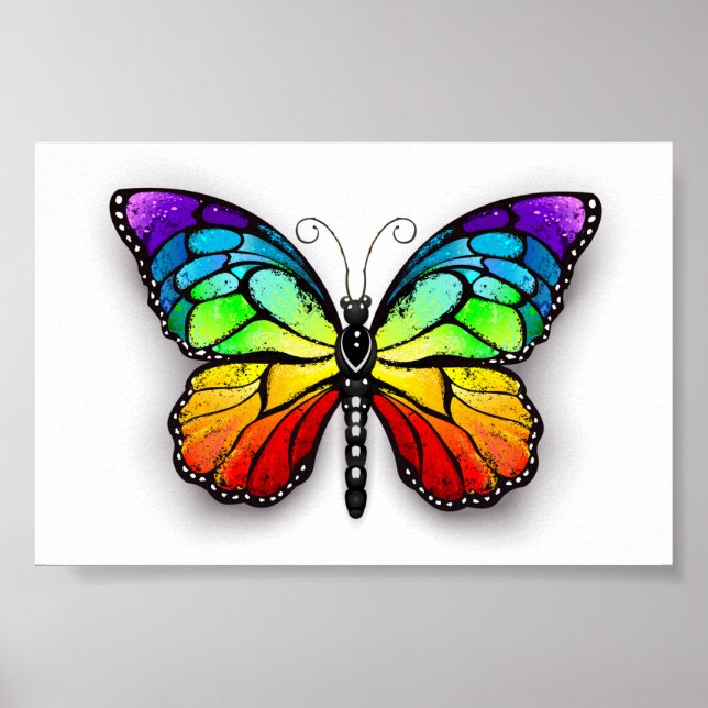 Rainbow-Schmetterling Monarch Poster (Vorne)