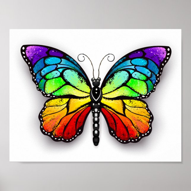 Rainbow-Schmetterling Monarch Poster (Vorne)