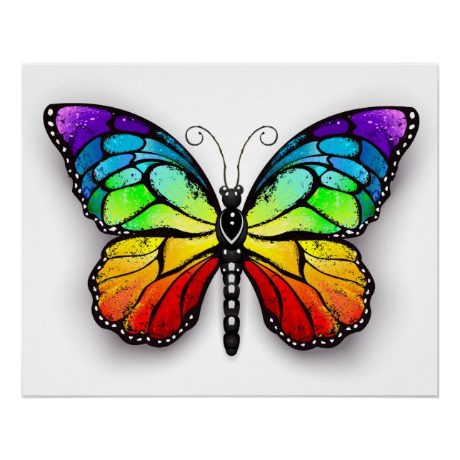 Rainbow-Schmetterling Monarch Poster (Vorderseite)