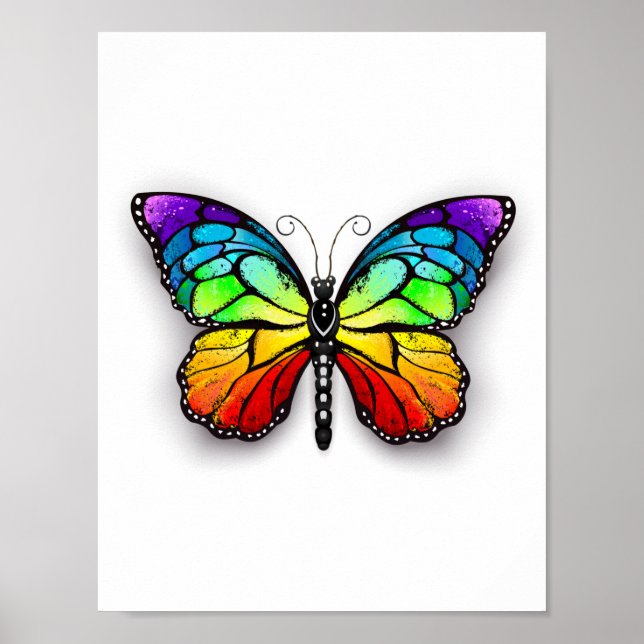 Rainbow-Schmetterling Monarch Poster (Vorne)
