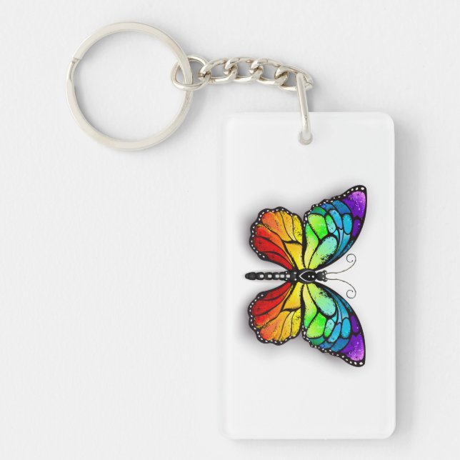 Rainbow-Schmetterling Monarch Schlüsselanhänger (Vorderseite)