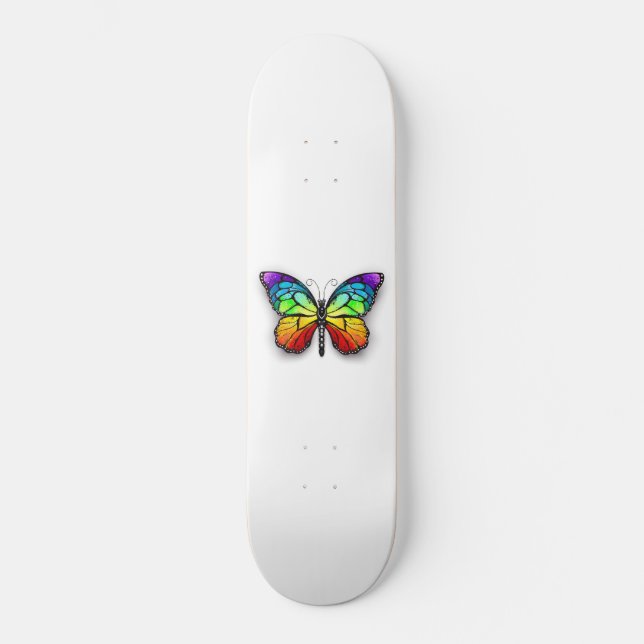 Rainbow-Schmetterling Monarch Skateboard (Vorderseite)