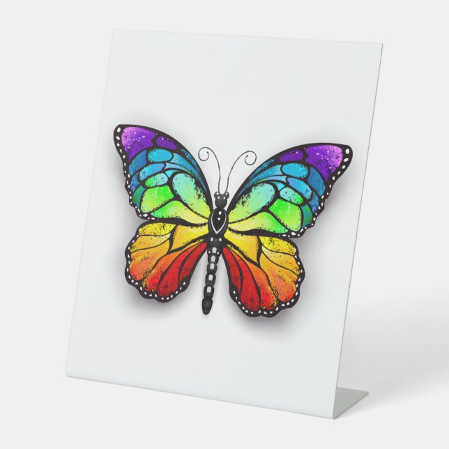 Rainbow-Schmetterling Monarch Sockelschild (Vorderseite)