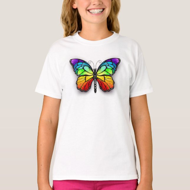 Rainbow-Schmetterling Monarch T-Shirt (Vorderseite)