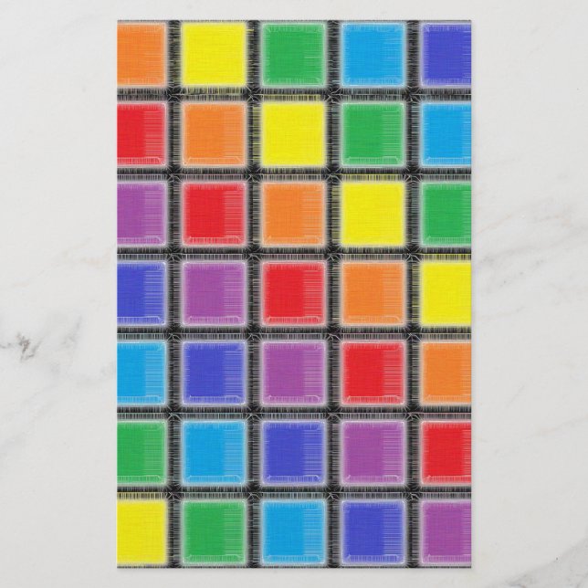 Rainbow Scratched Squares Briefpapier (Vorderseite)