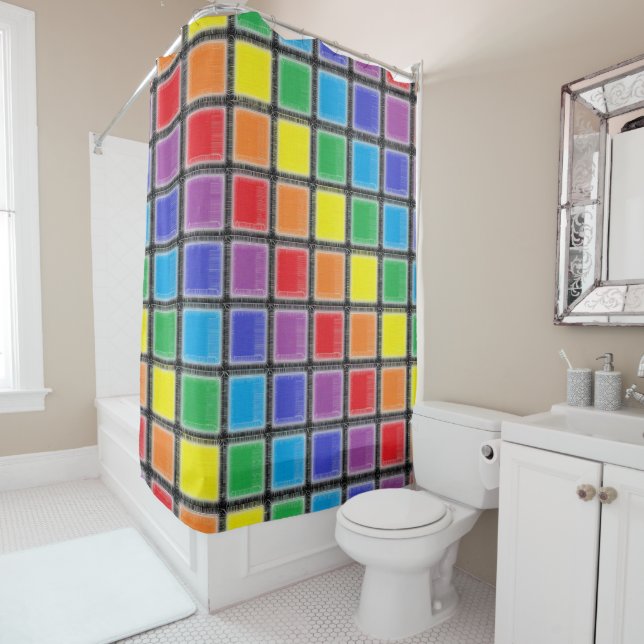Rainbow Scratched Squares Duschvorhang (Beispiel)