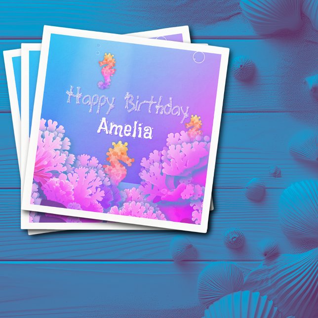 Rainbow Seepferd Personalisiert Paper Napkin Serviette (Von Creator hochgeladen)