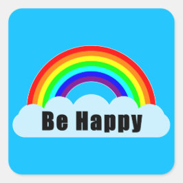 RAINBOW - Sei glücklich Quadratischer Aufkleber