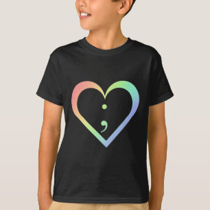 Rainbow Semicolon Herz Psychische Gesundheit Bewus T-Shirt