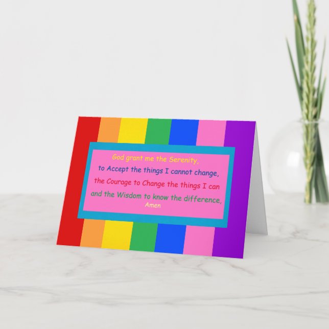 Rainbow Serenity-Gebetskarte mit Regenbogentext Karte (Vorderseite)