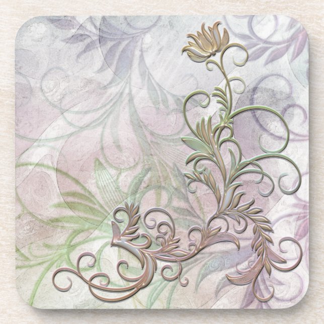Rainbow Shadow Floral Corkback Untersetzer Sets (Vorderseite)
