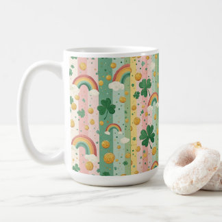 Rainbow Shamrocks Irish Pastel Lucky Pink Green Kaffeetasse