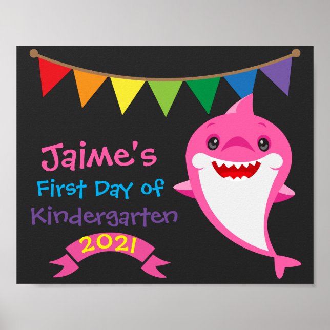 Rainbow Shark Erster Tag der Schule Poster (Vorne)