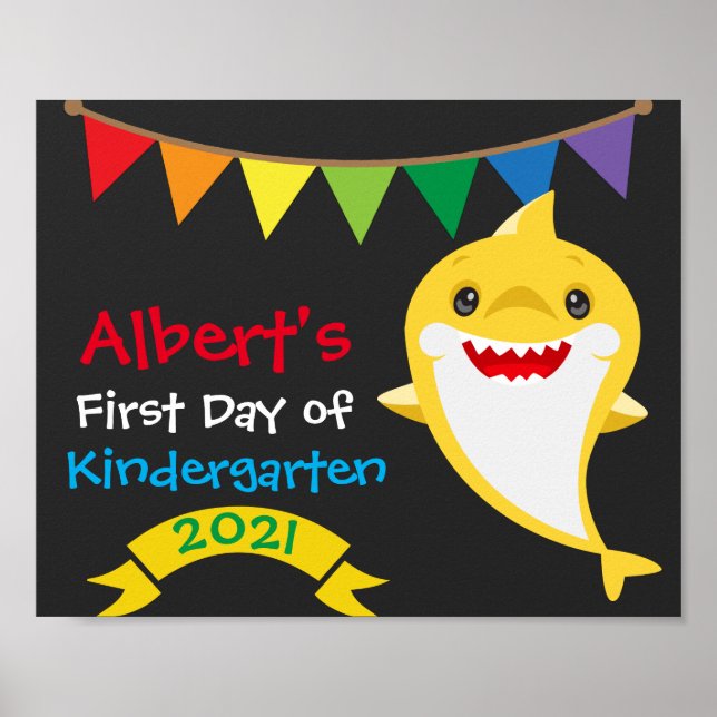 Rainbow Shark Erster Tag der Schule Poster (Vorne)
