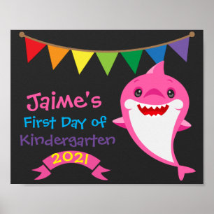 Rainbow Shark Erstter Schultag Schultafel Poster