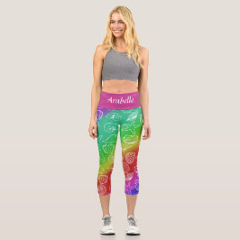 Rainbow Shellfish Muster - Name Capri Leggings