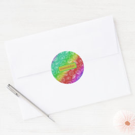 Rainbow Shellfish Muster Name hinzufügen Runder Aufkleber