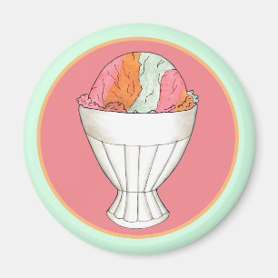 Rainbow Sherbet Ice Cream Sorbet Dessert Scoop Magnet