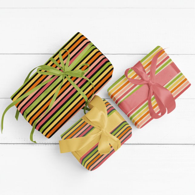 Rainbow Sherbet Vintag Dunkel gestreift Geschenkpapier Set (Von Creator hochgeladen)